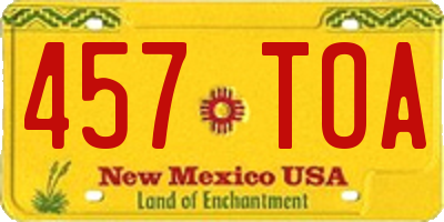 NM license plate 457TOA