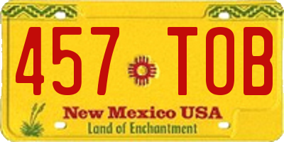 NM license plate 457TOB