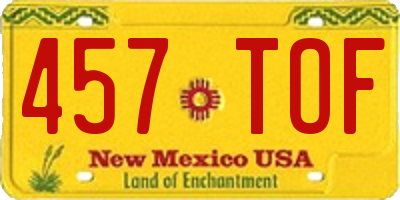NM license plate 457TOF