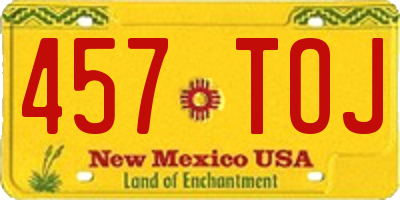 NM license plate 457TOJ