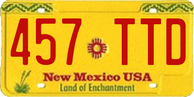 NM license plate 457TTD