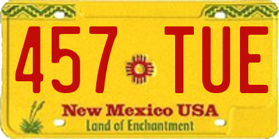 NM license plate 457TUE