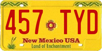 NM license plate 457TYD