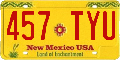 NM license plate 457TYU