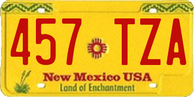 NM license plate 457TZA