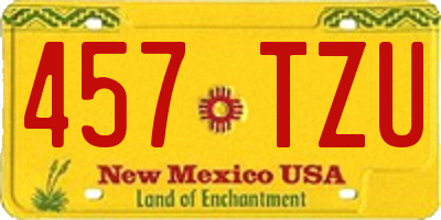 NM license plate 457TZU