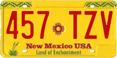 NM license plate 457TZV