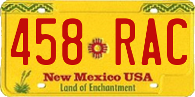 NM license plate 458RAC