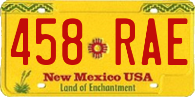 NM license plate 458RAE