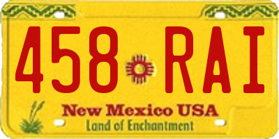 NM license plate 458RAI