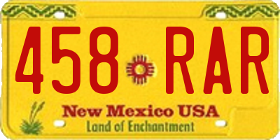 NM license plate 458RAR