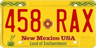 NM license plate 458RAX