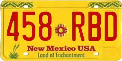 NM license plate 458RBD