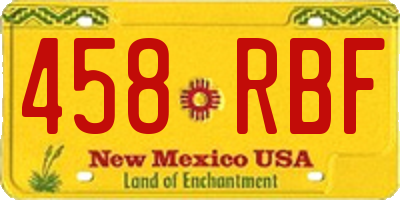 NM license plate 458RBF