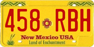 NM license plate 458RBH