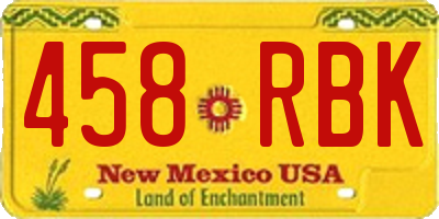 NM license plate 458RBK