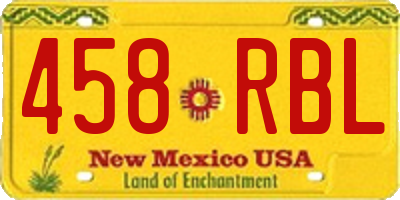 NM license plate 458RBL