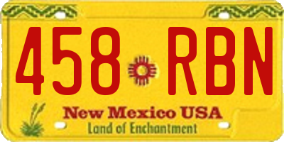 NM license plate 458RBN