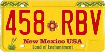 NM license plate 458RBV