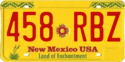 NM license plate 458RBZ