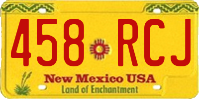 NM license plate 458RCJ