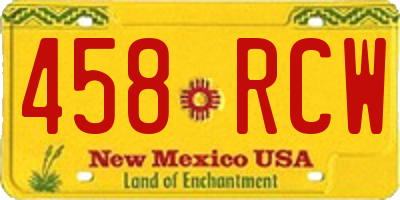 NM license plate 458RCW