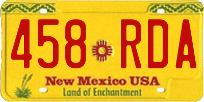 NM license plate 458RDA