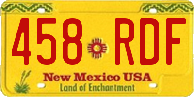 NM license plate 458RDF