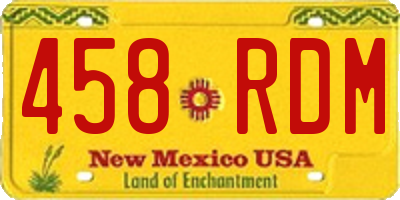 NM license plate 458RDM