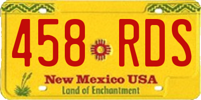 NM license plate 458RDS