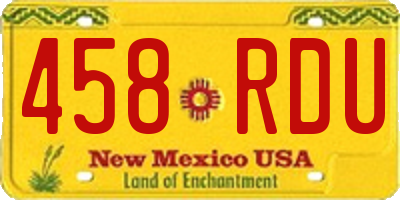 NM license plate 458RDU