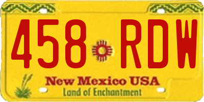 NM license plate 458RDW