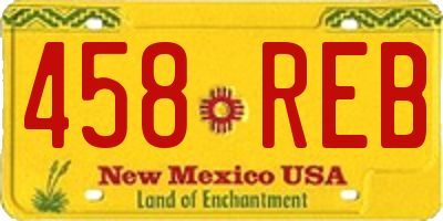 NM license plate 458REB