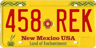 NM license plate 458REK