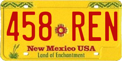 NM license plate 458REN