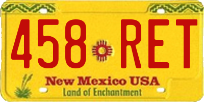 NM license plate 458RET
