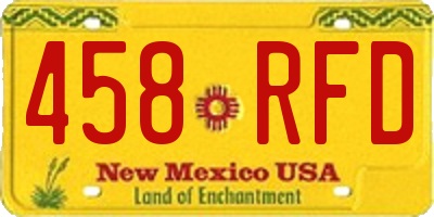 NM license plate 458RFD