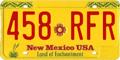 NM license plate 458RFR