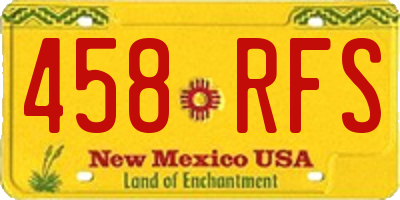 NM license plate 458RFS