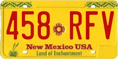 NM license plate 458RFV