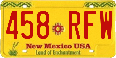 NM license plate 458RFW