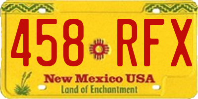 NM license plate 458RFX