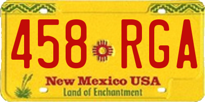 NM license plate 458RGA