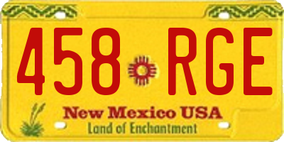 NM license plate 458RGE