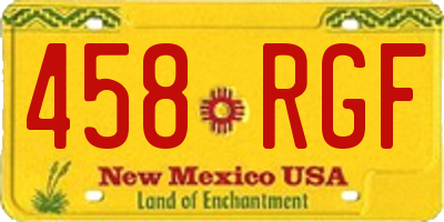 NM license plate 458RGF