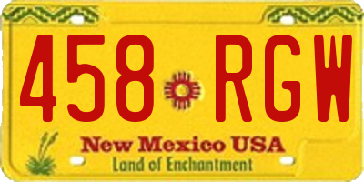 NM license plate 458RGW