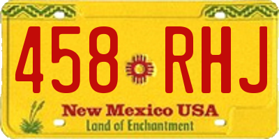 NM license plate 458RHJ