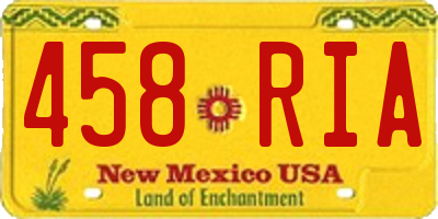 NM license plate 458RIA