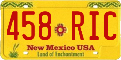 NM license plate 458RIC