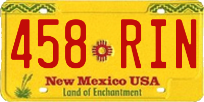 NM license plate 458RIN